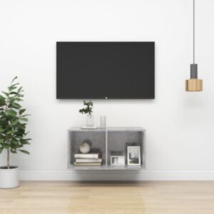 U24 sienas TV skapis, betona zāle, 37 x 37 x 72 cm, skaidu plāksne