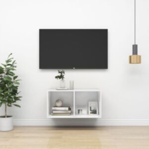 U24 sienas televizora skapis, spīdīgi balts, 37x37x72 cm skaidu plātne