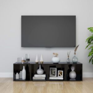 U24 Тумбы под ТВ 4 шт. Глянцевый черный ДСП 37x35x37 см