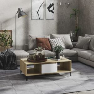 Журнальный стол U24, белый и дуб Сонома, 103,5 x 60 x 35 см, ДСП