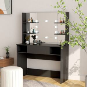 U24 grima galds ar LED gaismām, 100x40x135 cm, MDF plāksne, melna