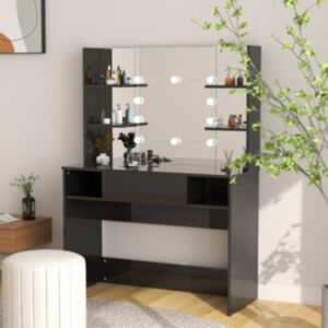 U24 grima galds ar LED gaismām, 100x40x135 cm, spilgti melns