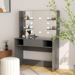 U24 grima galds ar LED gaismām, 100x40x135 cm, MDF plāksne, pelēka