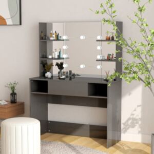 U24 grima galds ar LED gaismām, 100x40x135 cm, spilgti pelēks
