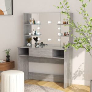 U24 grima galds ar LED gaismām, 100x40x135 cm, MDF plāksne, betona pelēka