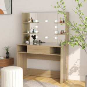 U24 grima galds ar LED gaismām, 100x40x135 cm, MDF plāksne, ozols