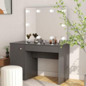 U24 grima galds ar LED gaismām, 110x55x145 cm, MDF, pelēks