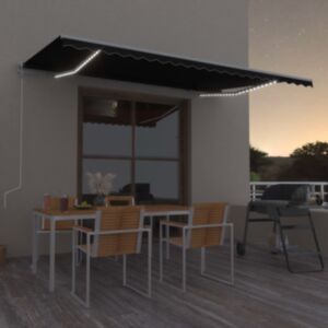 Pood24 automaatne varikatus LEDi ja tuuleanduriga 500x300 cm tumehall