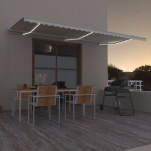 Pood24 käsitsi sissetõmmatav varikatus LED-iga, 600 x 300 cm, kreemjas