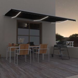Pood24 käsitsi sissetõmmatav varikatus LED, 600x300 cm, antratsiithall