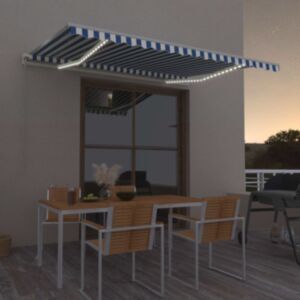 U24 manuāli izvelkams nojume ar LED 400x350 cm zilu / baltu
