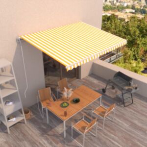 Pood24 automaatselt sissetõmmatav varikatus 400x350 cm kollane, valge