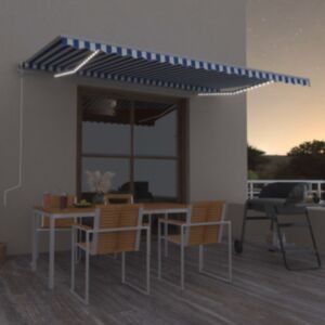 U24 automātiskā nojume, vēja sensors, LED, 500x350 cm zils, balts