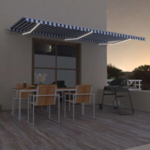 U24 automātiskā nojume, LED, vēja sensors, 600x350 cm, zila / balta