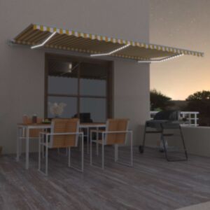 U24 automātiskā nojume, LED, vēja sensors, 600x350 cm dzeltena / balta