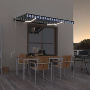 U24 automātiskā nojume, vēja sensora LED, 350x250 cm, zila, balta