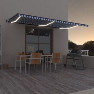 U24 automātiskā nojume, LED, vēja sensors, 600x300 cm, zila / balta