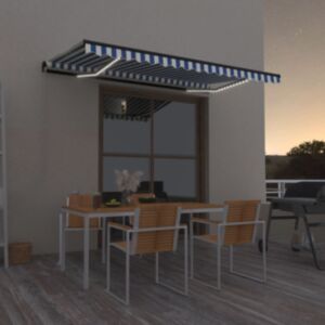 U24 manuāli izvelkams nojume ar LED 400 x 350 cm, zili un balta