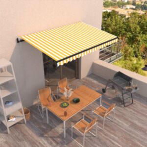 U24 automātiskā ievelkamā tenta 400x350 cm dzeltenā un baltā krāsā