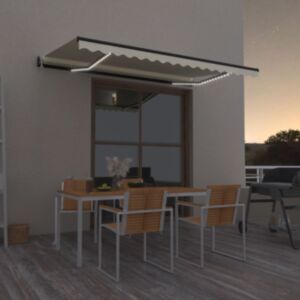 U24 automātiskā nojume, LED un vēja sensors, 400 x 350 cm, krēms