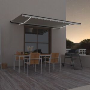 Pood24 käsitsi sissetõmmatav varikatus LED-iga, 500 x 350 cm, kreemjas