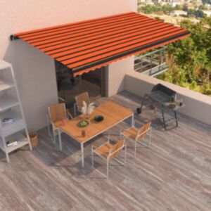 Pood24 käsitsi sissetõmmatav varikatus 600 x 350 cm, oranž ja pruun