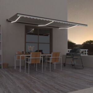 Pood24 käsitsi sissetõmmatav varikatus LED-iga, 600 x 350 cm, kreemjas