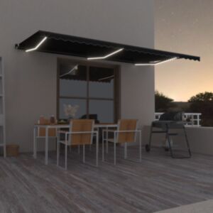 Pood24 käsitsi sissetõmmatav varikatus LED, 600 x 350 cm, antratsiit