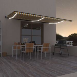 U24 automātiskā nojume, LED un vēja sensors, 600 x 350 cm, dzeltena / balta