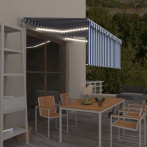 Pood24 automaatne varikatus, tuuleandur, LED, 3x2,5 m sinine, valge