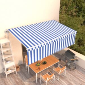 Pood24 automaatne varikatus rulooga, 5 x 3 m, sinine/valge