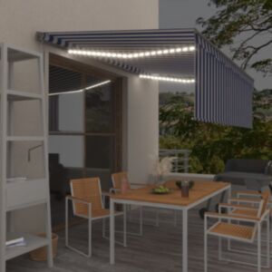 Pood24 automaatne varikatus, LED, tuuleandur, 4x3 m, sinine ja valge  