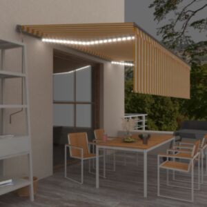 Pood24 käsitsi sissetõmmatav varikatus rulooga, 5 x 3 m, kollane/valge