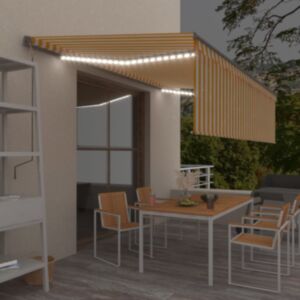U24 automātiskā markīze LED, vēja sensors, 5x3 m, dzeltens un balts