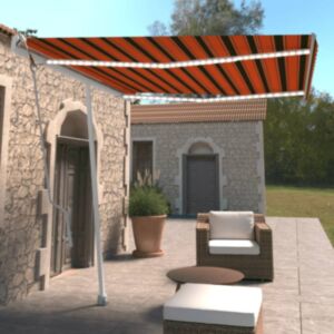 Pood24 automaatne varikatus, LED, tuuleandur 300 x 250 cm oranž/pruun