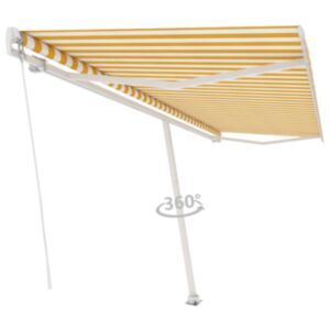 U24 neatkarīgs manuāls ievelkams nojume, 500 x 300 cm, dzeltena / balta