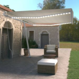 Pood24 käsitsi sissetõmmatav varikatus LED, 500x350 cm, kreemjas