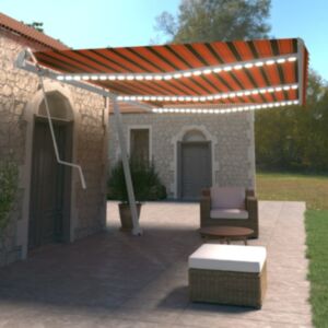 Pood24 automaatne varikatus LED, tuuleandur 600 x 350 cm oranž/pruun