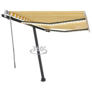 Pood24 käsitsi sissetõmmatav varikatus, LED, 350x250 cm kollane, valge