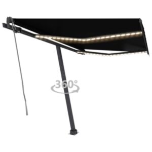 Pood24 automaatne varikatus LEDi ja tuuleanduriga 350x250 cm tumehall