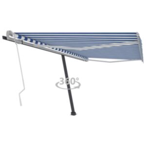 Pood24 iseseisev käsitsitõmmatav varikatus, 400 x 300 cm sinine/valge