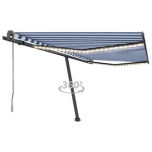 Pood24 automaatne varikatus, LED, tuuleandur, 400x300 cm, sinine/valge