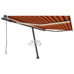 Pood24 automaatne varikatus LED, tuuleandur 400x300 cm oranž/pruun