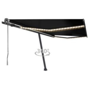 Pood24 automaatne varikatus LEDi ja tuuleanduriga 450x300 cm tumehall
