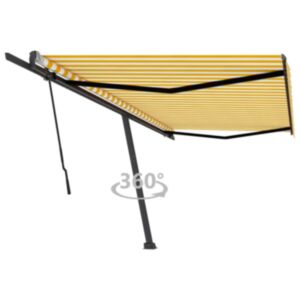 Pood24 iseseisev käsitsitõmmatav varikatus, 500x300 cm, kollane/valge