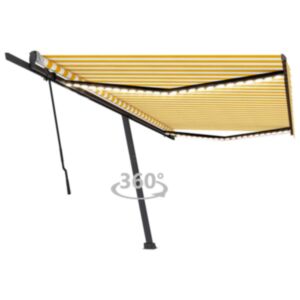 Pood24 käsitsi sissetõmmatav varikatus LED, 500x300 cm kollane, valge