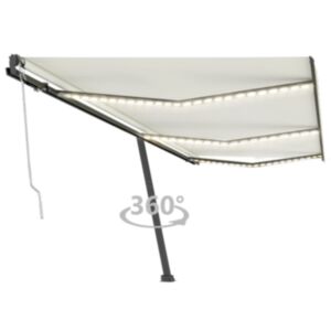 Pood24 automaatne varikatus LEDi ja tuuleanduriga 600x300 cm, kreemjas