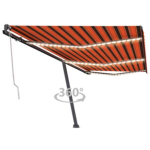Pood24 automaatne varikatus LED, tuuleandur 600 x 300 cm, oranž/pruun