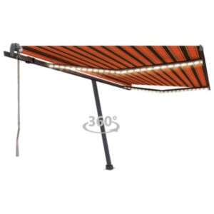 Pood24 automaatne varikatus, LED, tuuleandur, 400x350 cm, oranž/pruun