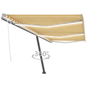 Pood24 käsitsi sissetõmmatav varikatus LED, 600x350 cm, kollane/valge